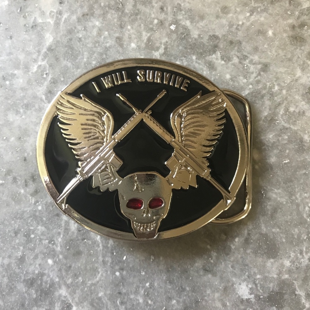 Vintage USA  Gold I Will Survive belt buckle
